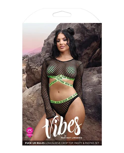 Vibrators Fantasy Lingerie Vibes Fuck Ur Rules Long Sleeve Crop Top Panty Pasties Blackgreen Vibrators Fantasy Lingerie Vibes Fuck Ur Rules Long Sleeve Crop Top Panty Pasties Blackgreen